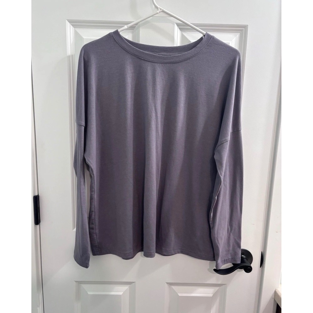 PrettyGarden Womens Long Sleeve Crewneck Muted Purple Relaxed Fit Size Medium